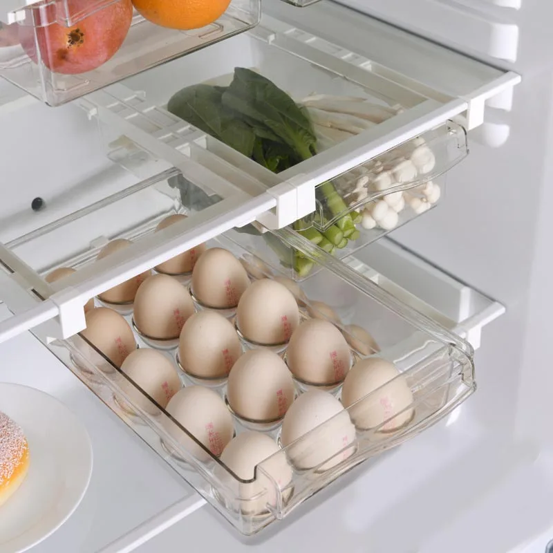 Refrigerator Organizer Bins With Handle Pull Out With Handle For Food Drinks Fruits Vegetable