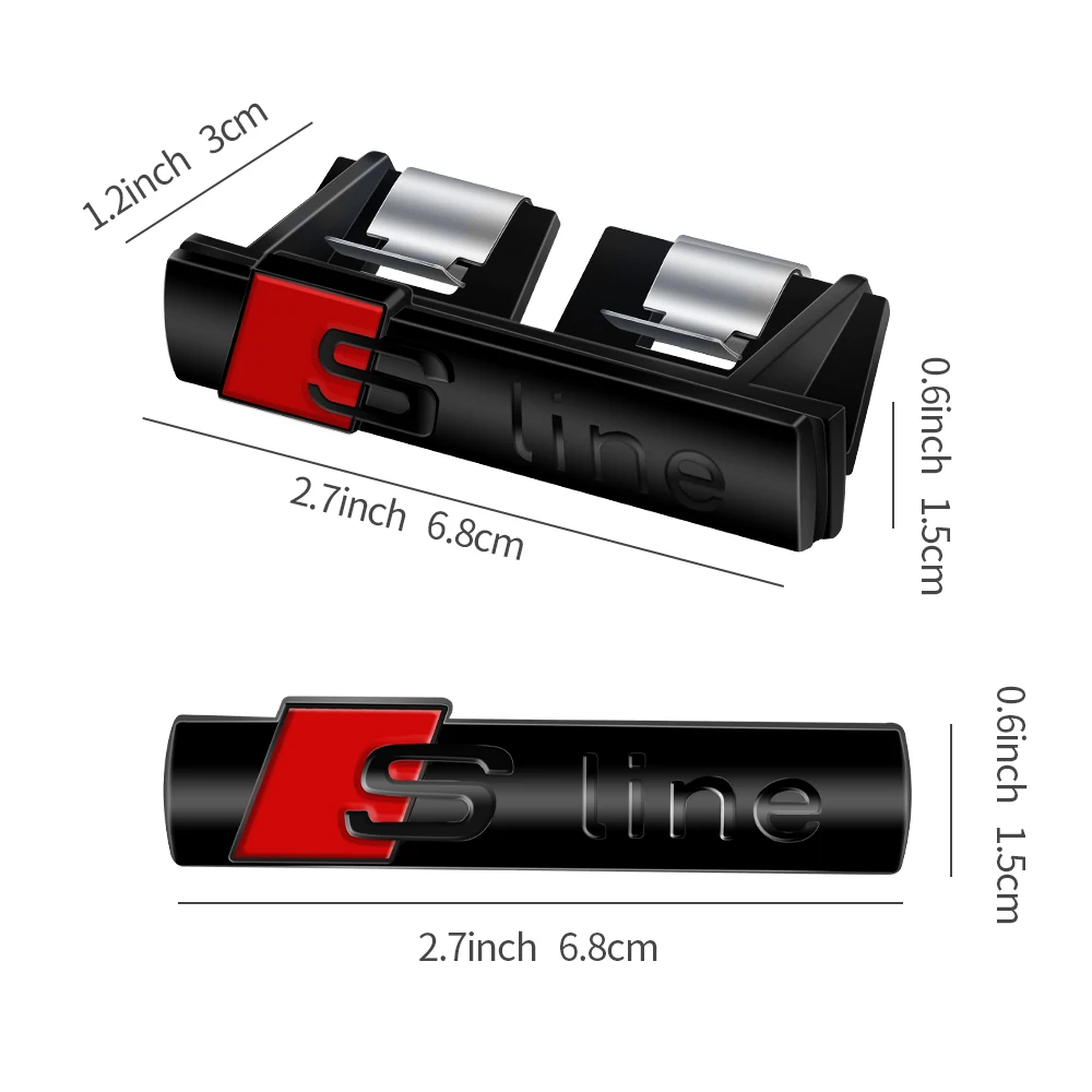 자동차 스타일링 S 라인 배지, 자동차 전면 그릴 엠블럼 장식 스티커, 아우디 Q5 A4 B6 B9 A5 B8 A3 8V 8P 8l A6 C7 RS S3 S5 S라인