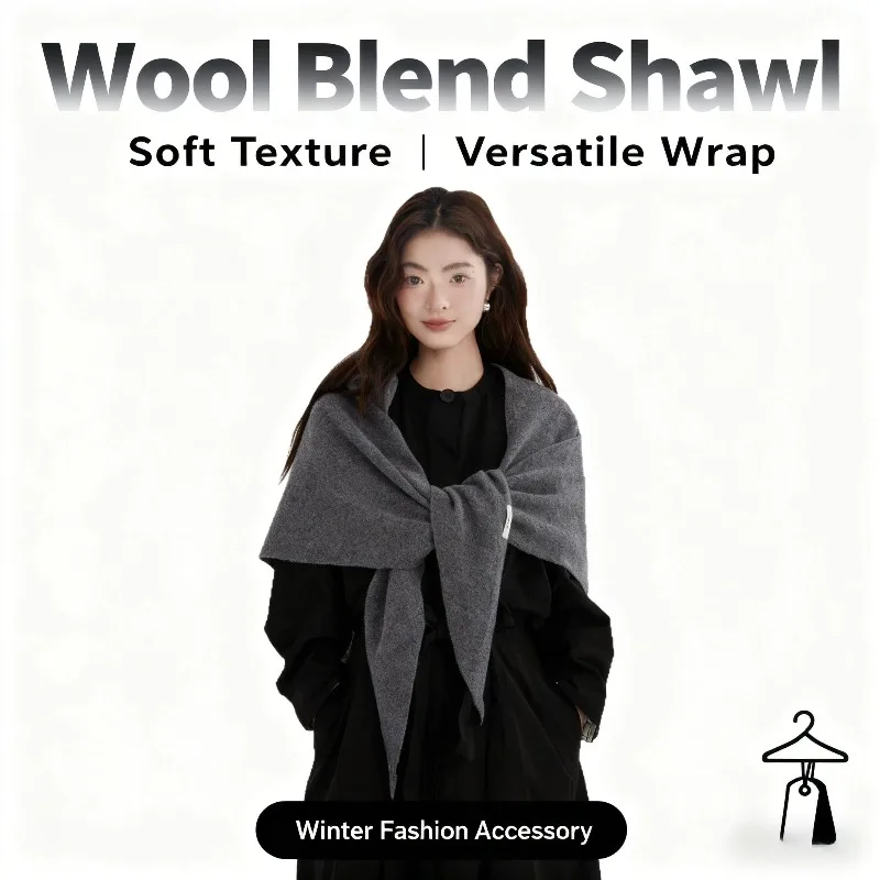 Xale grande de lã completa da moda para mulheres cachecol quente para envolver no pescoço para uso multiuso de outono e inverno