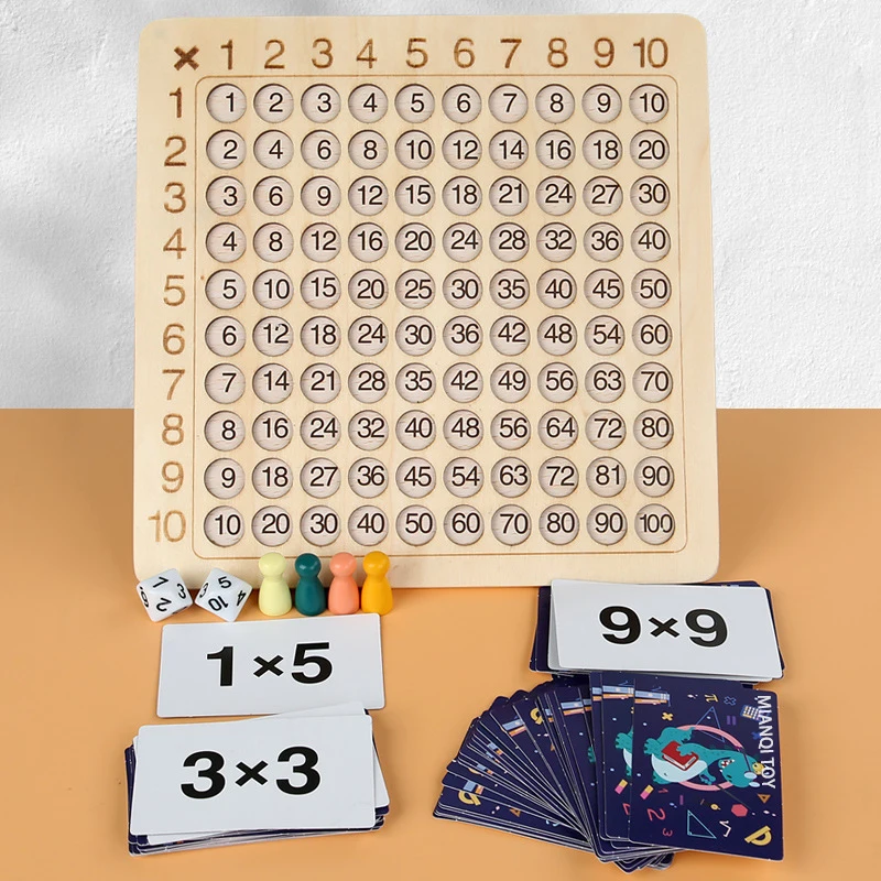 Houten Montessori Vermenigvuldiging Board Game Kids Leren Educatief Speelgoed Math Tellen Honderd Board Interactive Denken Game