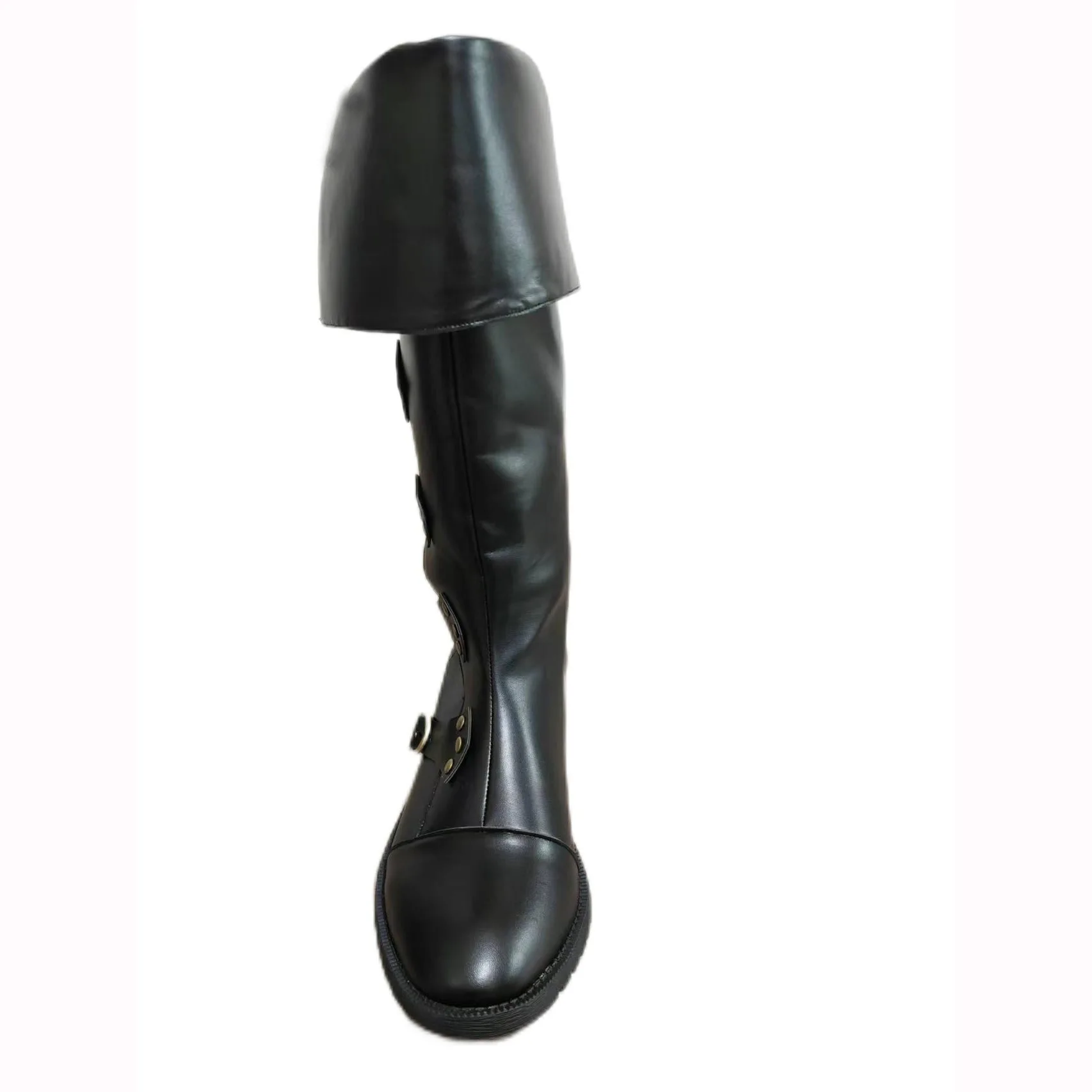 Unisex Vintage Piratenstiefel mit Manschette, vier Schnallen, kniehoch, Steampunk, Halloween, Karneval, Cosplay, Bühnenkostüm, Schuhwerk – Detail 8