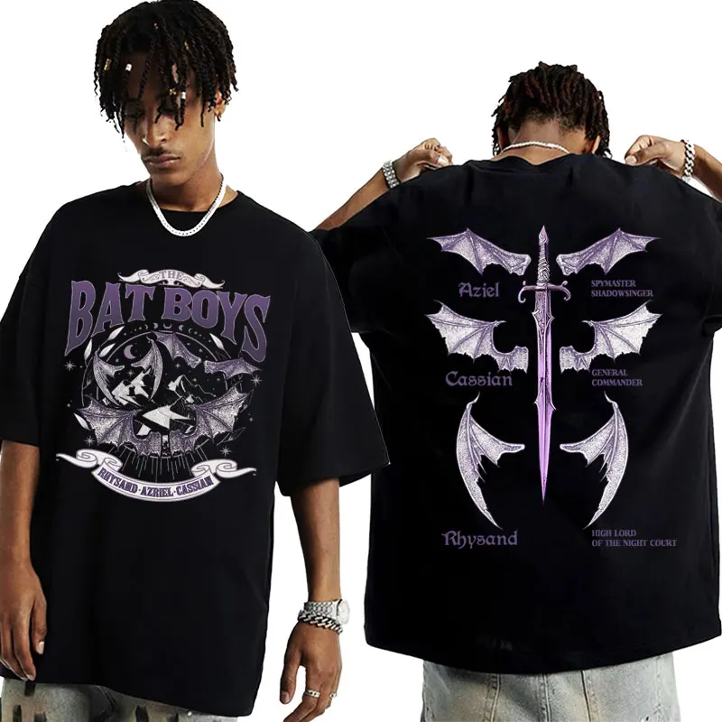 The Bat Boys Double Sided Graphic T Shirt Rhysand Cassian Azriel Apparel Tshirts Men Women Fashion Vintage Oversized Y2k T-shirt