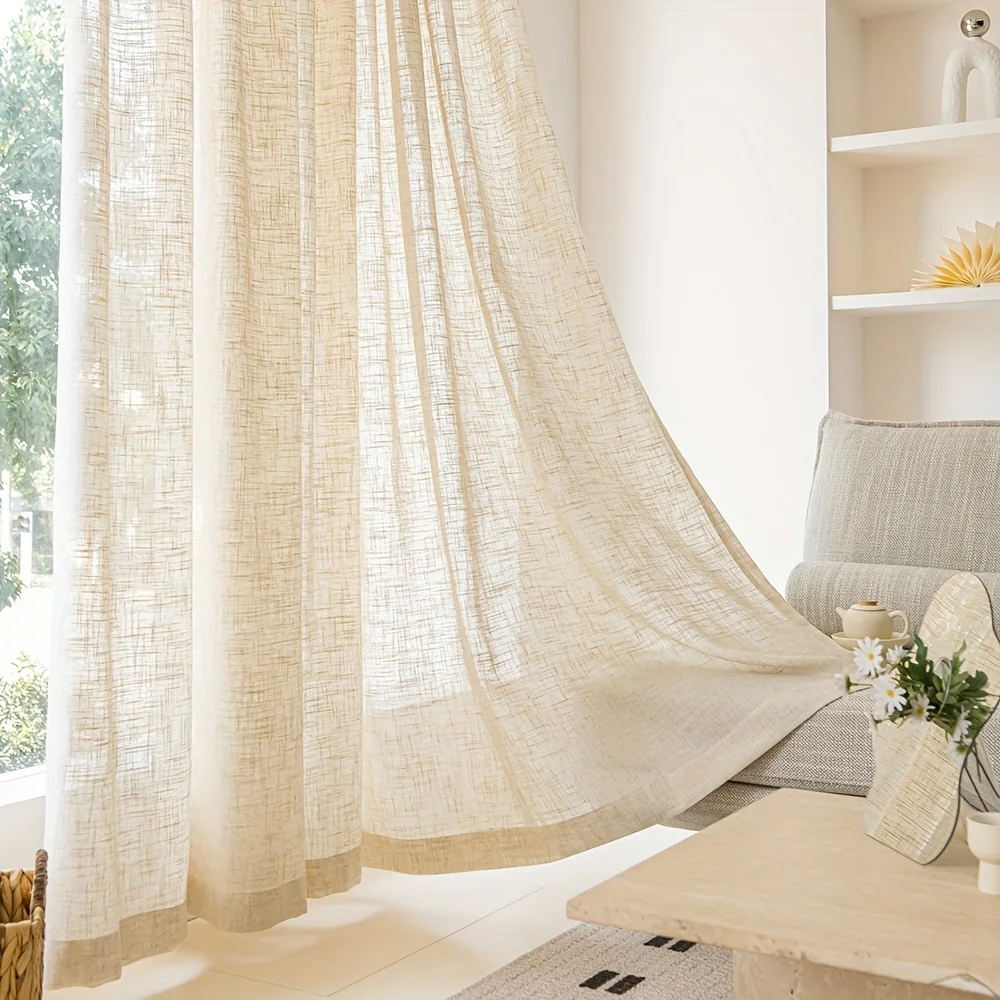 1pc Minimalist Thickened Window Curtain, Semi-Transparent Drapery for Living Room, Bedroom, Dining Room, Home Office, Elegant St