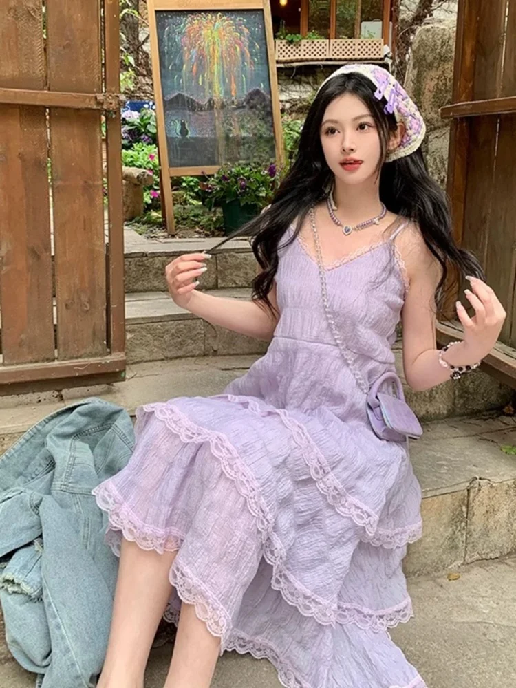 

Sweet plus Size White Strapl Dr Women Summer 2025 New Beach Vaion Beach Long Dr Slimming Cake Skirt