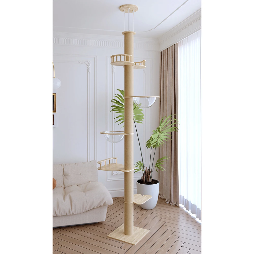 Cat Climbing Frame Tongtian Pillar Solid Wood Bold Stable Woodiness Multi-function Multi Layer Cats Tree Climbing Pet Supplies