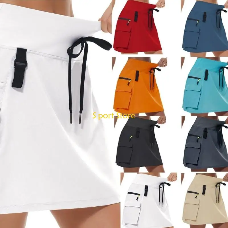 

U2JB Модная юбка для тренировок, увлажняющая юбка с эластичной резинкой на талии, функциональный карманный дизайн