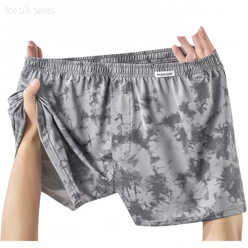 

5Pack Ice Silk Aro Pants Summer Ultra-thin Boxershorts Breathable Mesh Mens Pajama Pants Loose Fit Boxers Pack