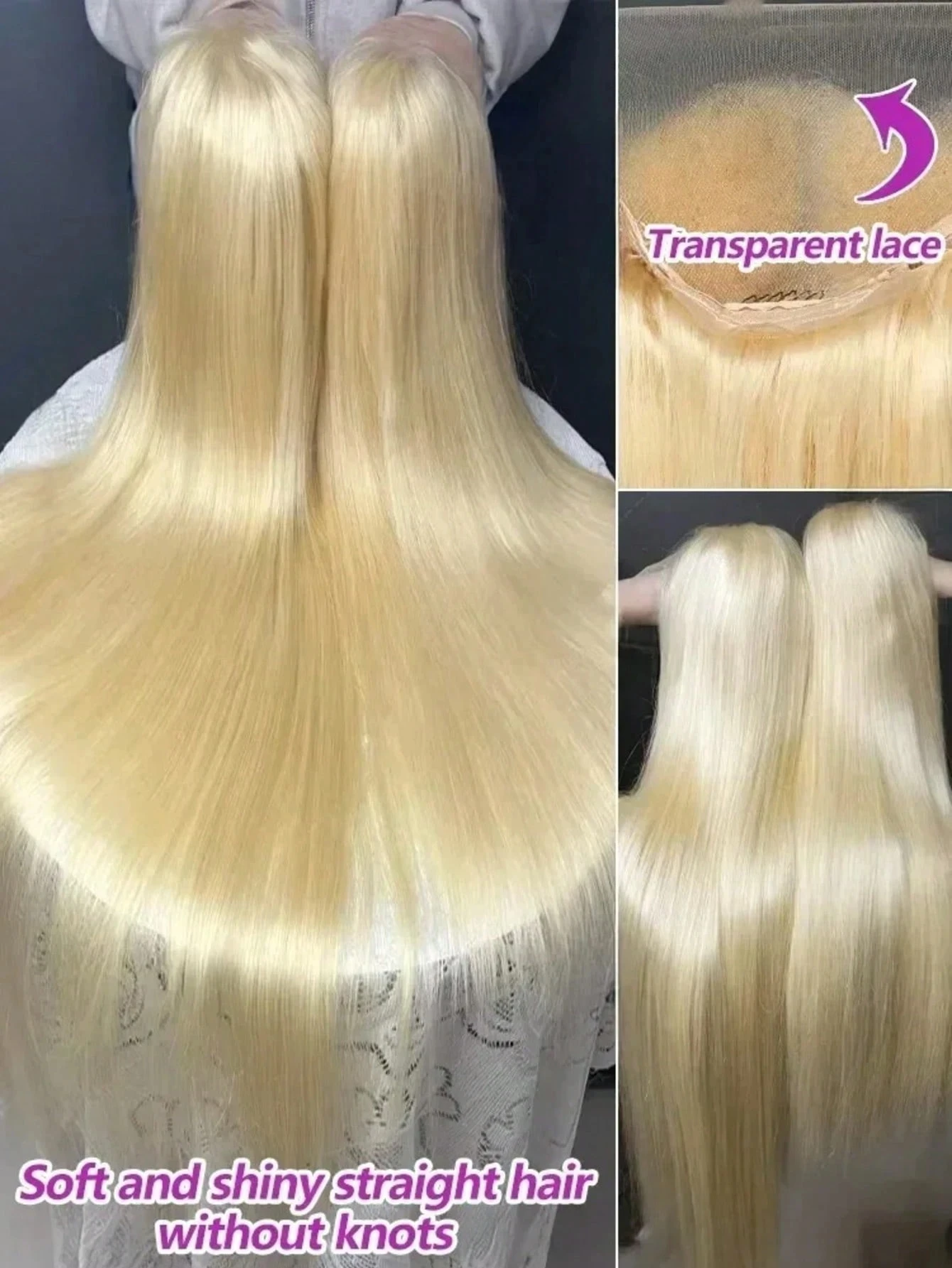 34 Inches 13x4 HD Transparent Full Frontal Lace 613 Blonde Colored Straight Human Hair Wigs Lace Front Wigs For Women image 8