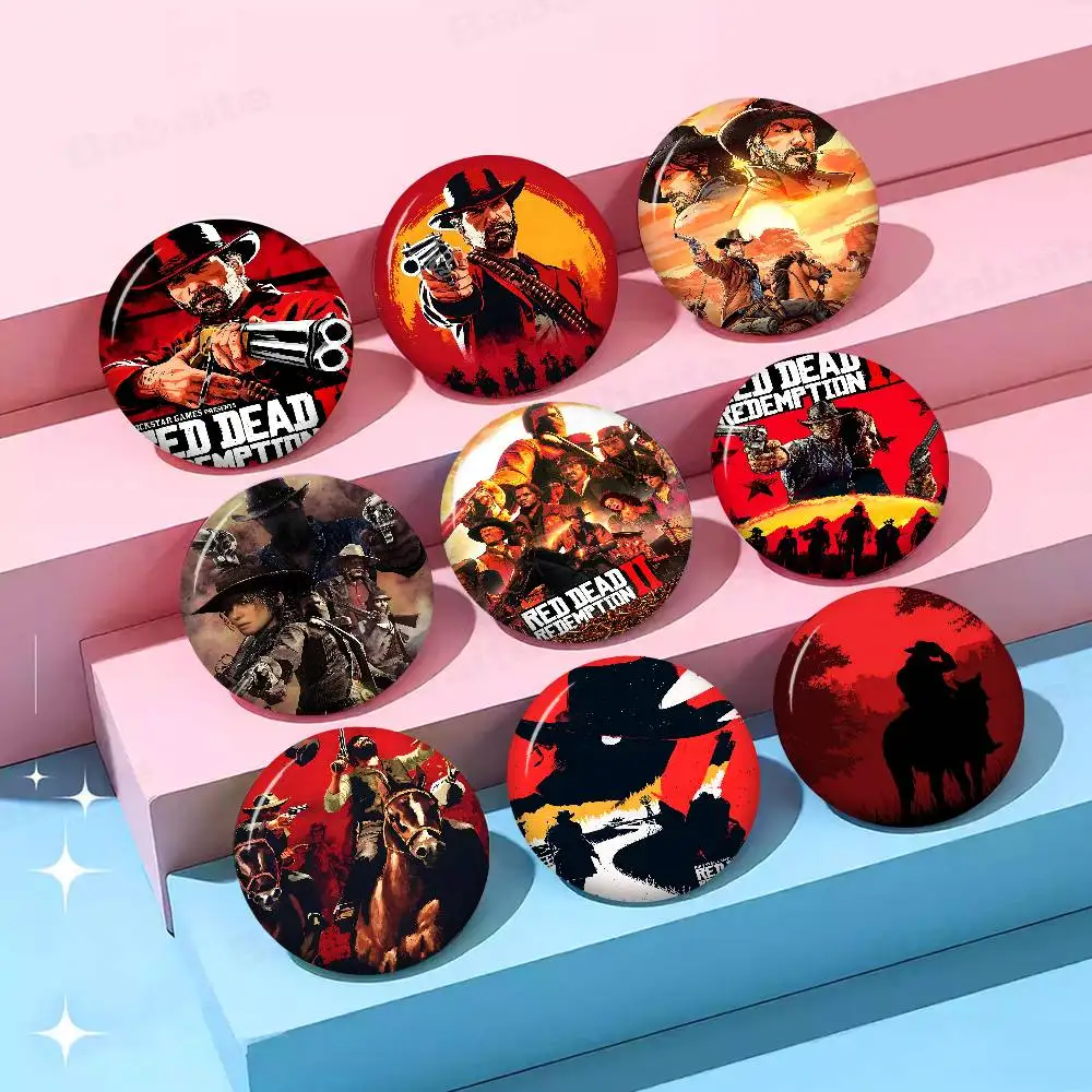 Broches con Fotos de Anime de Red Dead Redemption 2, Insignias Redondas Creativas, Regalos, 32/44/58mm