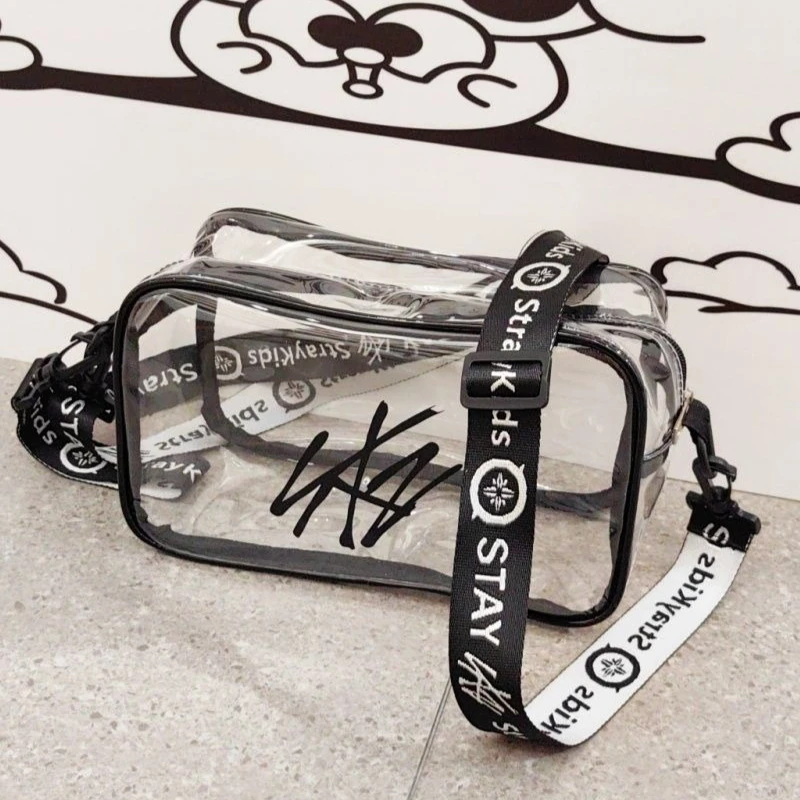 Nouveau SKZOO sac à bandoulière simple en pvc transparent, sac à bandoulière, affichage périphérique idole rectangulaire, sac de rangement, cadeau idole