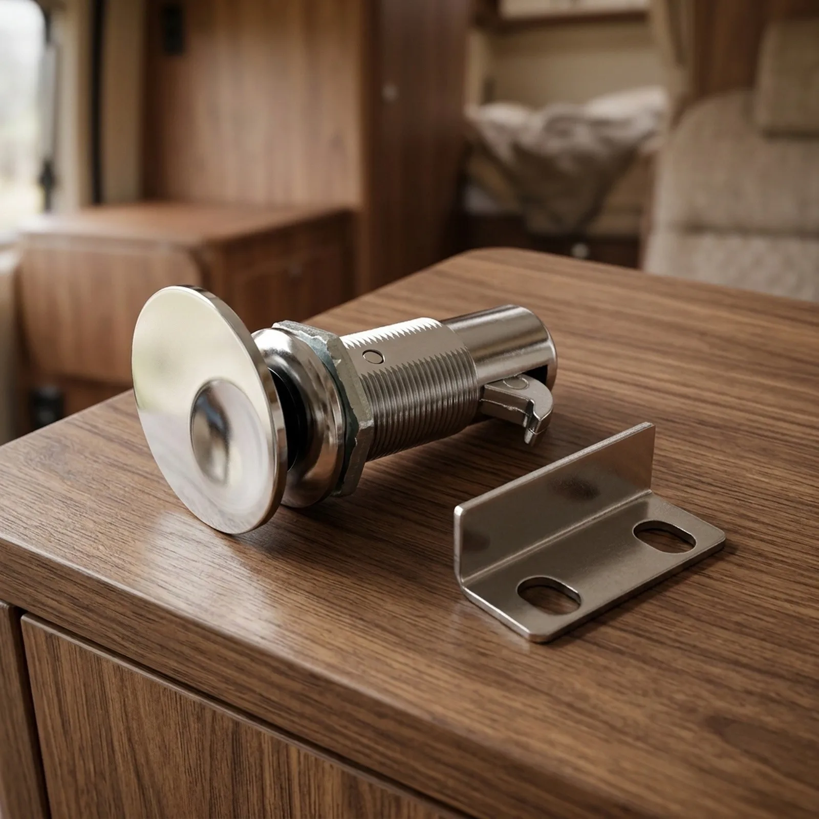 Zinc Alloy Push Button Latch for RV for camper Use with Concealed Mechanism and Smooth Rolling Action for Drawer Doors