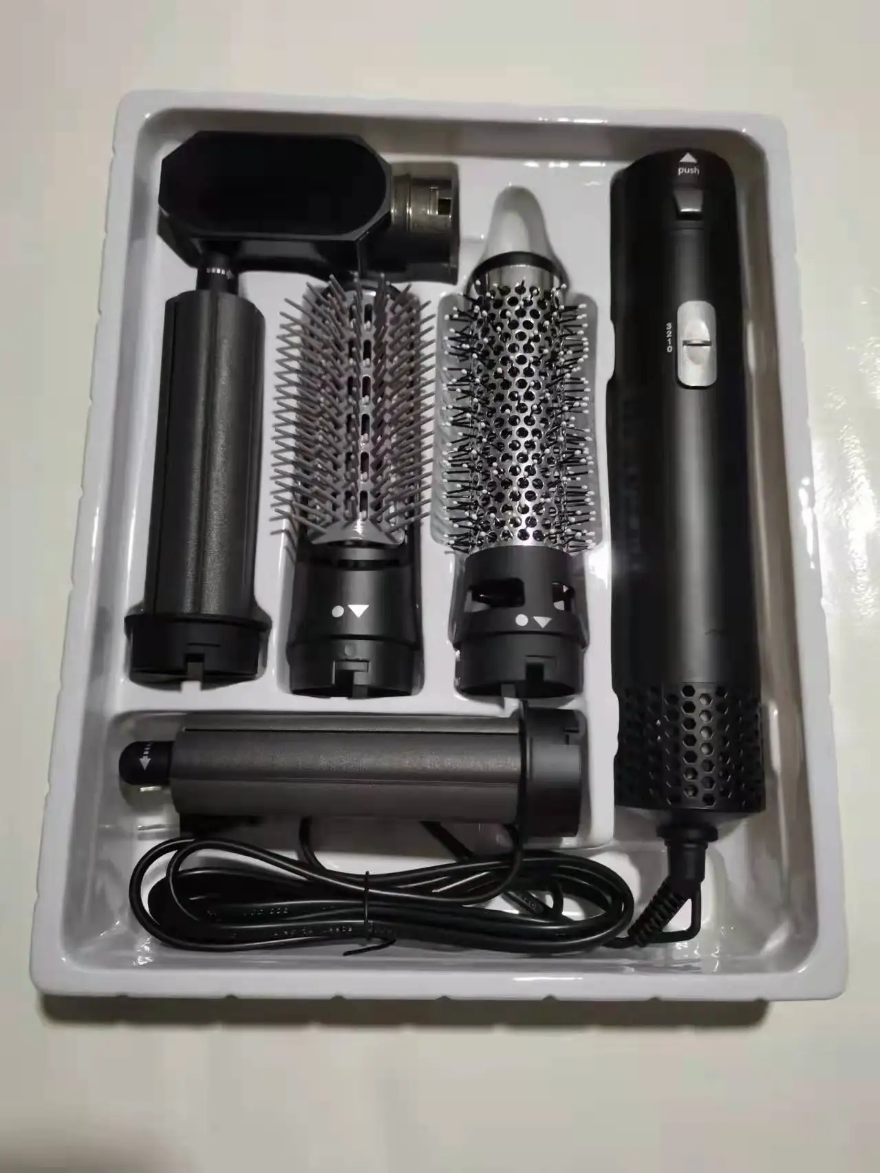 Multi-functional 5-in-1 hot air comb blow dryer comb curling iron straightening comb hair dryer gift set