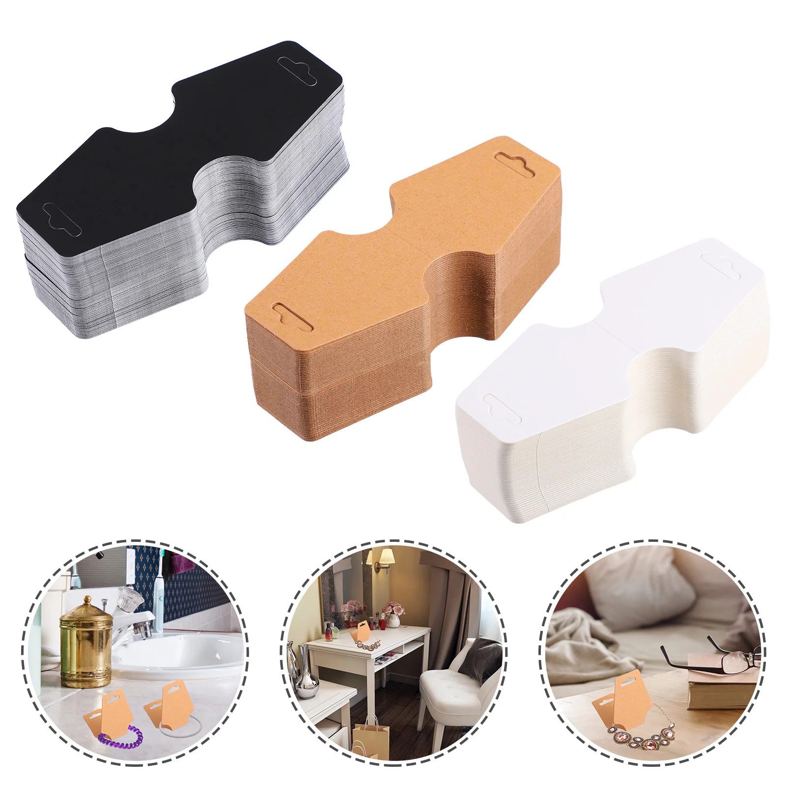 300 قطعة بطاقات عرض المجوهرات مادة عالية الجودة ثقوب مسبقة القطع عملية سهلة لعرض بطاقات القلادة الفارغة