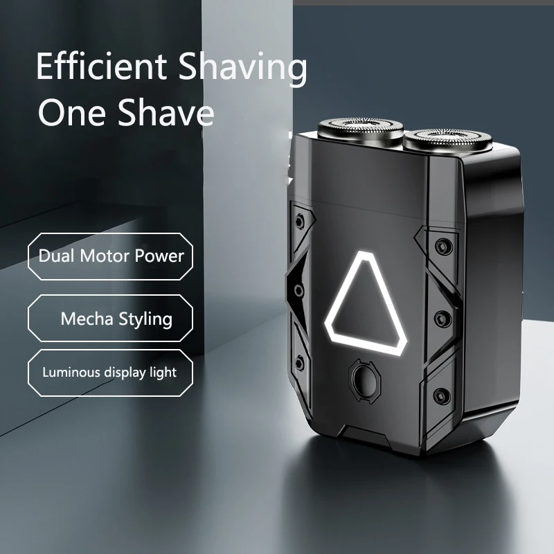 STLF Mecha Style Doppelschneiderkopf, waschbar, tragbar, Mini-Elektrorasierer, Rüstungsrasierer, Mini-Rasierer mit magnetischer Klinge