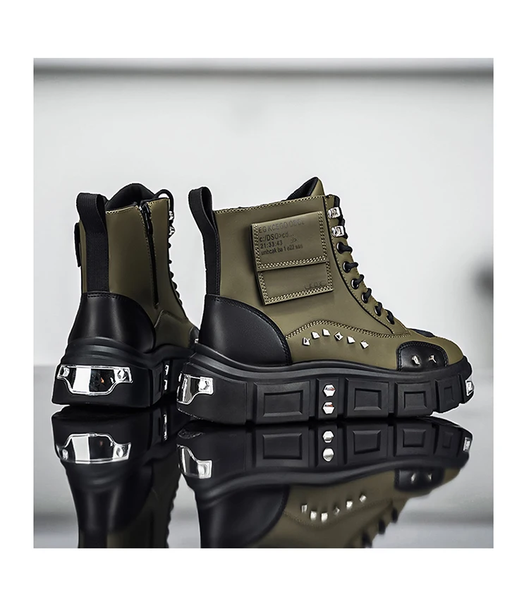 Modische Herren-High-Top-Stiefel, dicke Sohle zur Erhöhung der Körpergröße, vielseitige Freizeitschuhe – Detail 18
