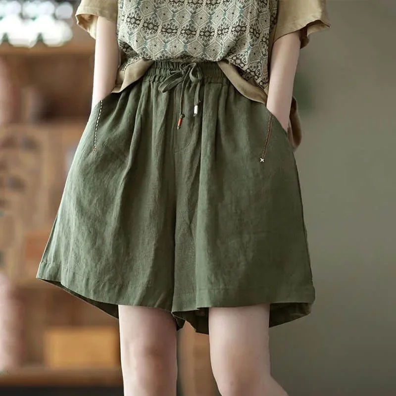 

Pop Solid A-line Shorts Women Summer Sale Korean Style Casual Five Point Pants Minimalism Elastic Waist Streetwear Women Clothin