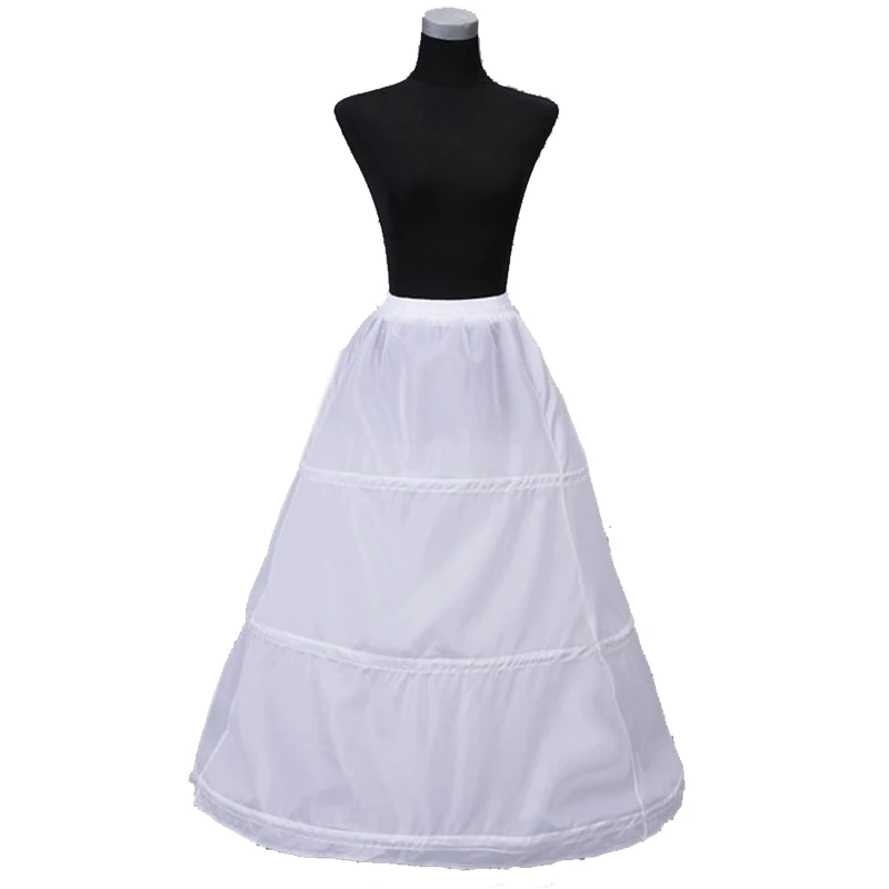 Einfache Günstige EINE Linie Frauen Unterrock 3 Hoops Lange Weiß Hochzeit Petticoats Bodenlangen Krinoline Saiote Para Vestido De Noiva