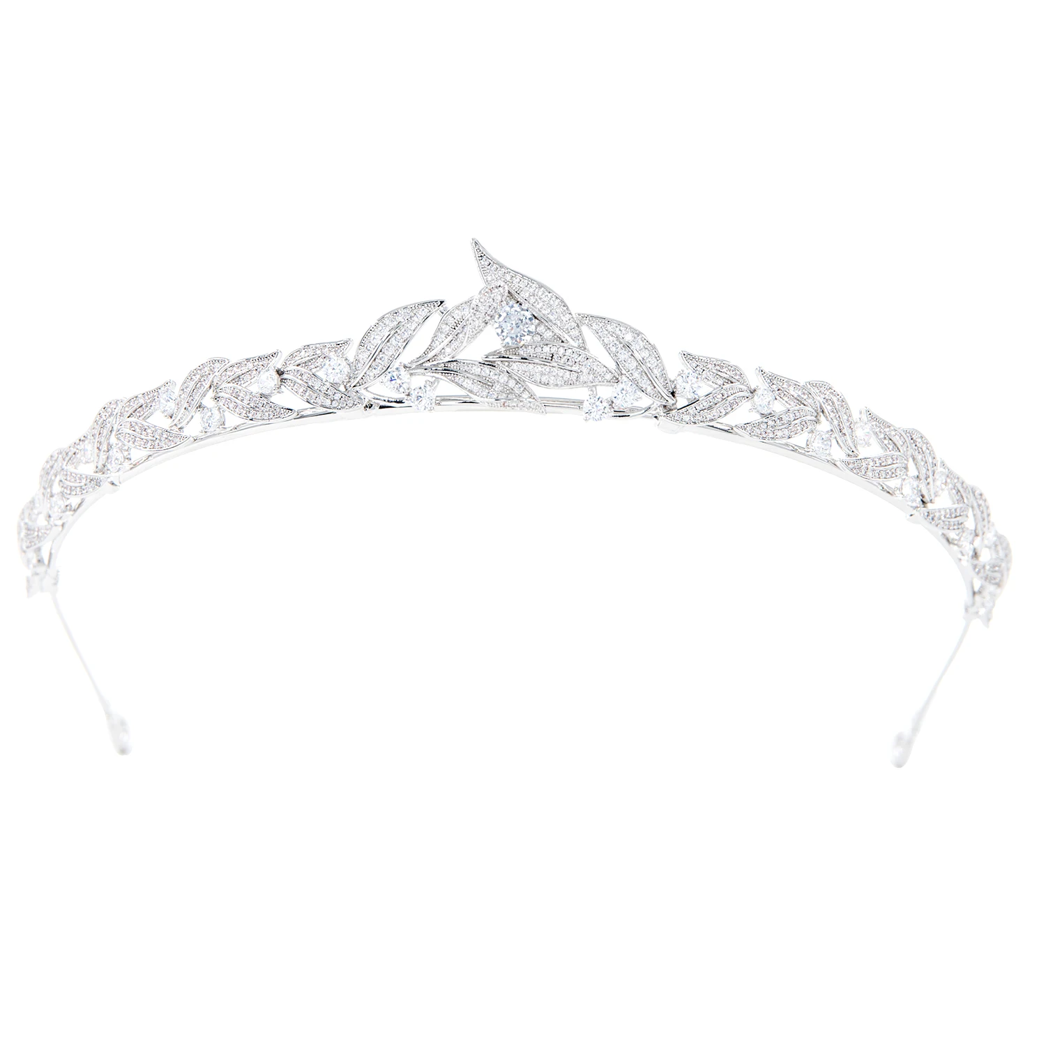 Leaves Design Bride Crowns Cubic Zirconia Tiaras Wedding CZ Headdress Princess Birthday Party Hair Accessories Headband CH10476