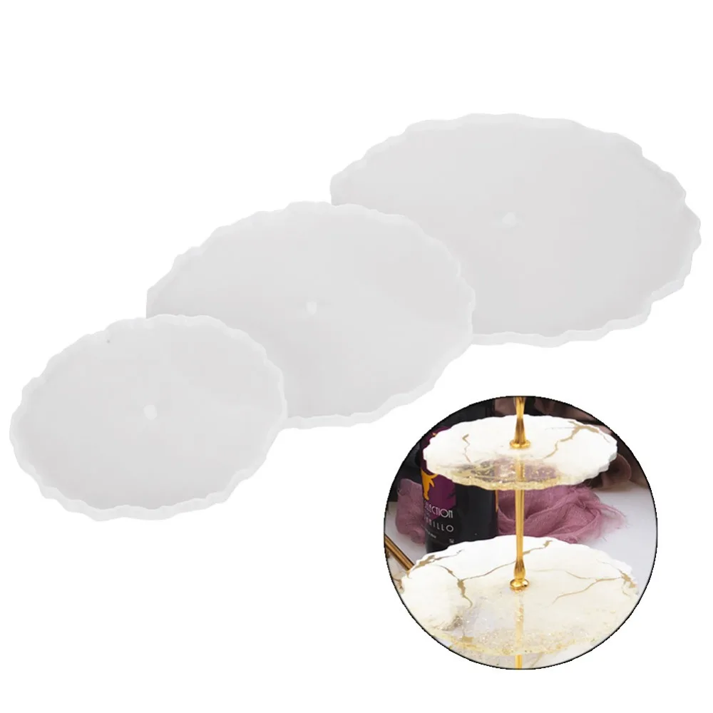 

3pcs Irregular Round Fruit Tray Mould Three Tier Easy Release Silicone Tray Mould White Three Layer Tray Mould Resin Crafts