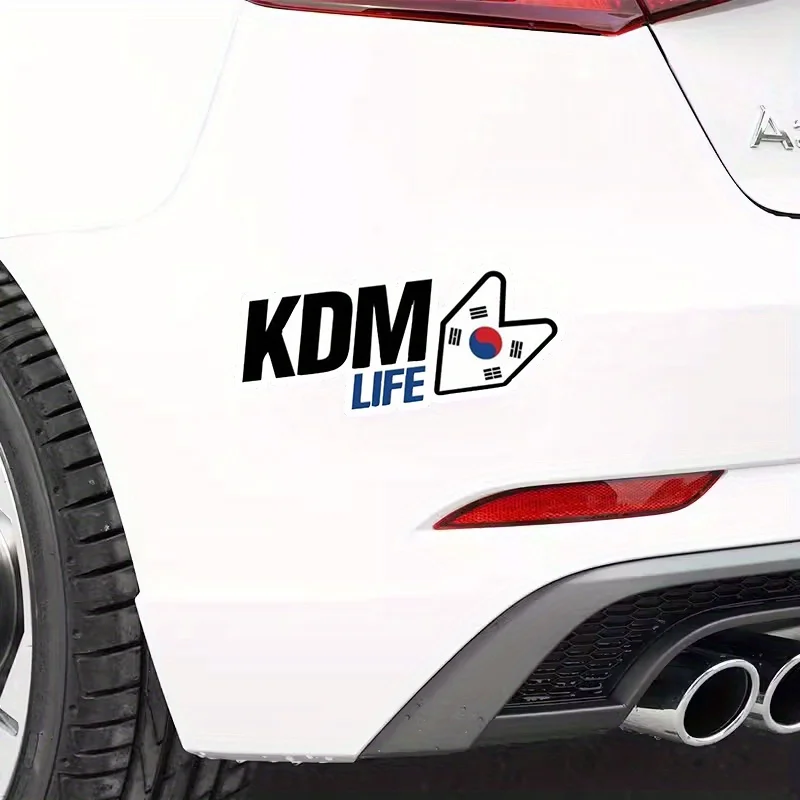 KDM Auto-Vinyl-Aufkleber im koreanischen Stil, kräftige Schrift, Flaggen-Fensteraufkleber für SUV, Auto, 2D