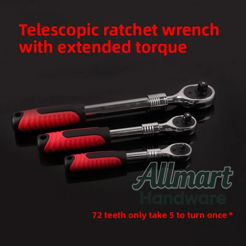 72-Tooth 3-Head Telescopic Ratchet Wrench Automatic Quick Release Large Drive Labor-Saving Multi-Function Quick Repair Wrench