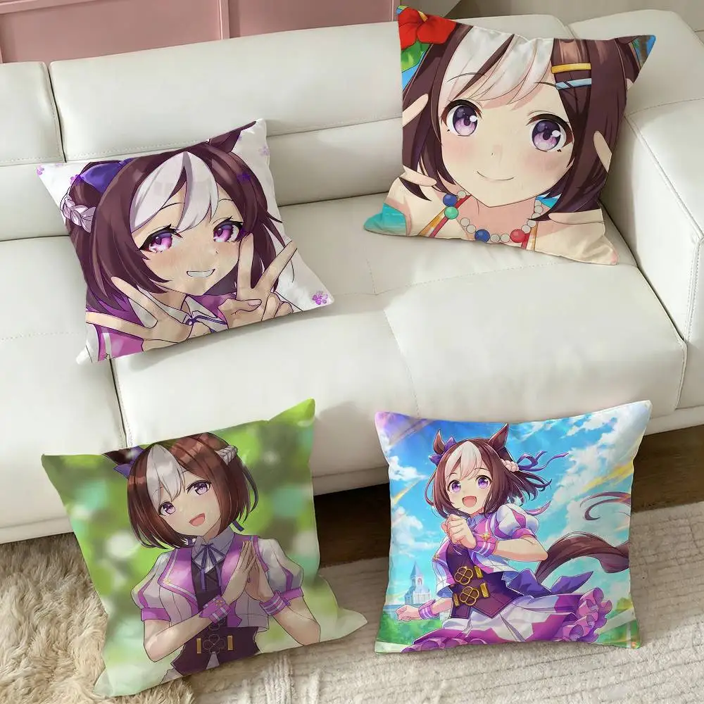 Special Week UmaMusume UMA  Square Double-Sided printed Pillow Case Bedroom Bedside Pillow Sofa Cushion Cover