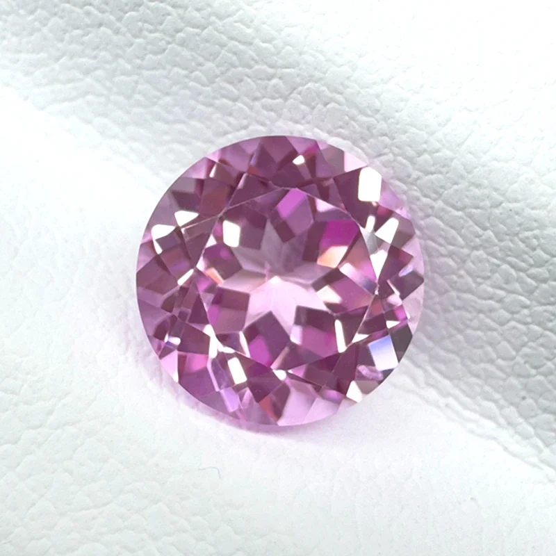 Lab Grown Sapphire Pink Color Round Shape Charms Bead for Diy Jewelry Making Bracelet Materials Selectable AGL Certificate