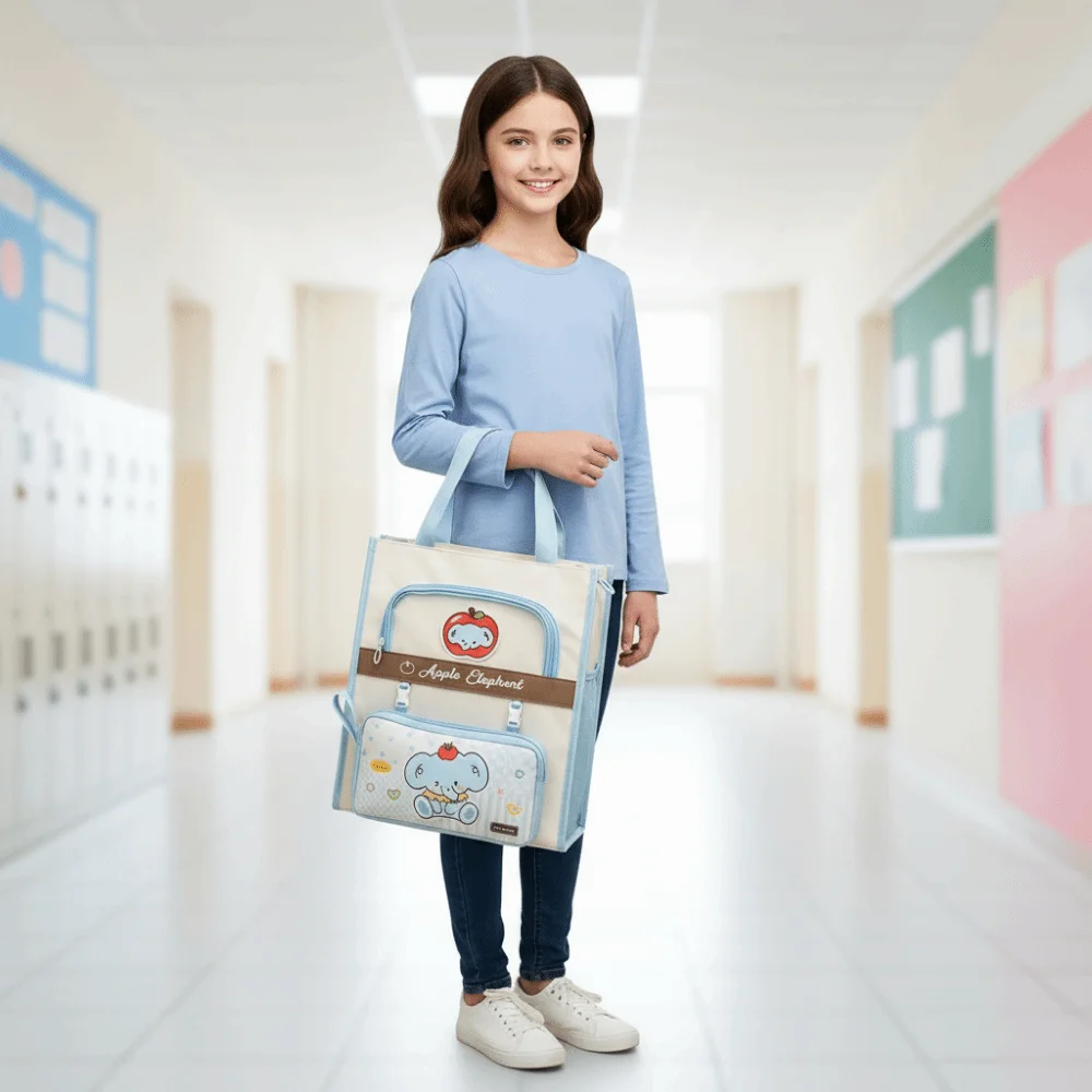 Kawaii Cute Animals Tote School Bag Oxford Cloth Detachable Pencil Case Cartoon a4 File Bag Handheld Large Capacity
