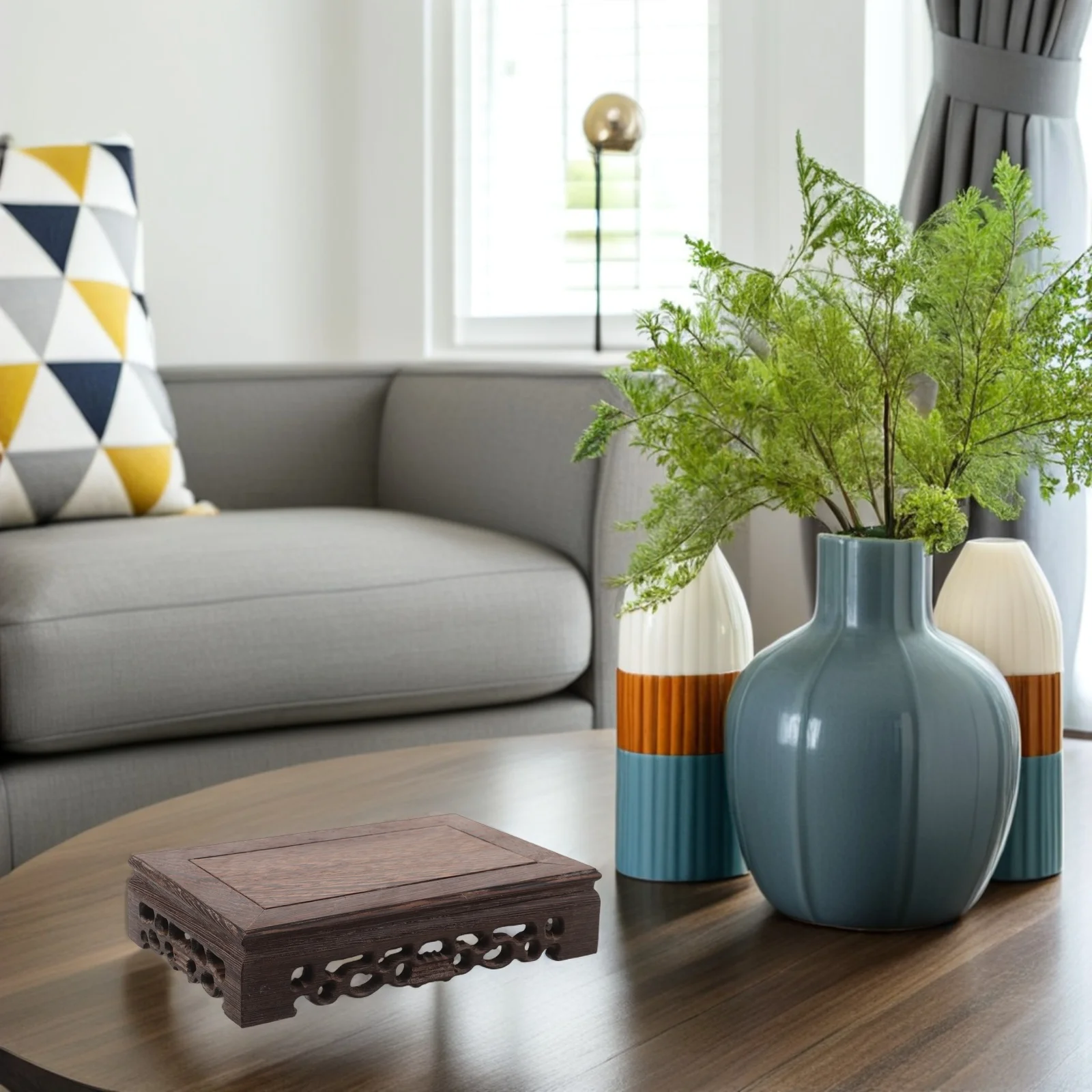 

Handmade Wooden Display Stand Light Brown Home Decor Base Pedestal Bonsai Flower Pot Holder Stable Support