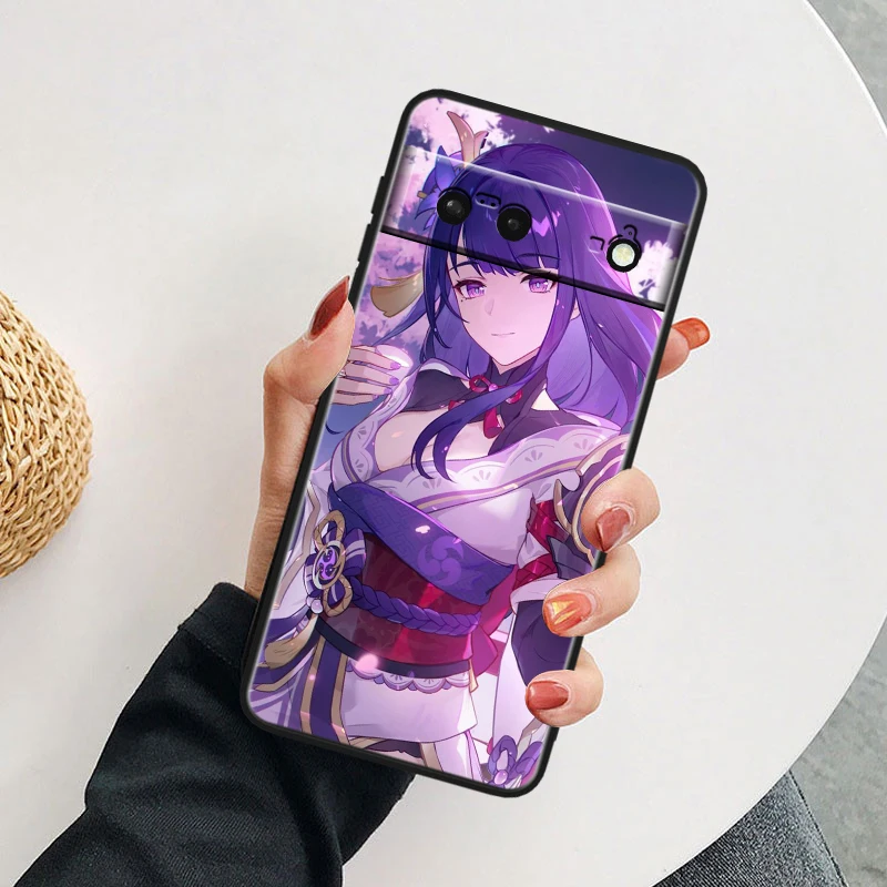 Genshin Impact Anime For Google Pixel 9 8A 8 7A 7 6A 6 5A 5XL 5 4A 4XL 4 Pro Black Soft Silicone Phone Case Cover