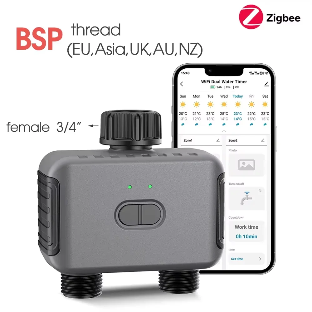 Tuya Smart Zigbee Dual-channel Irrigation Controller Watering Timer Sprinkler Drip Irrigation System Irrigation Watering System image 3