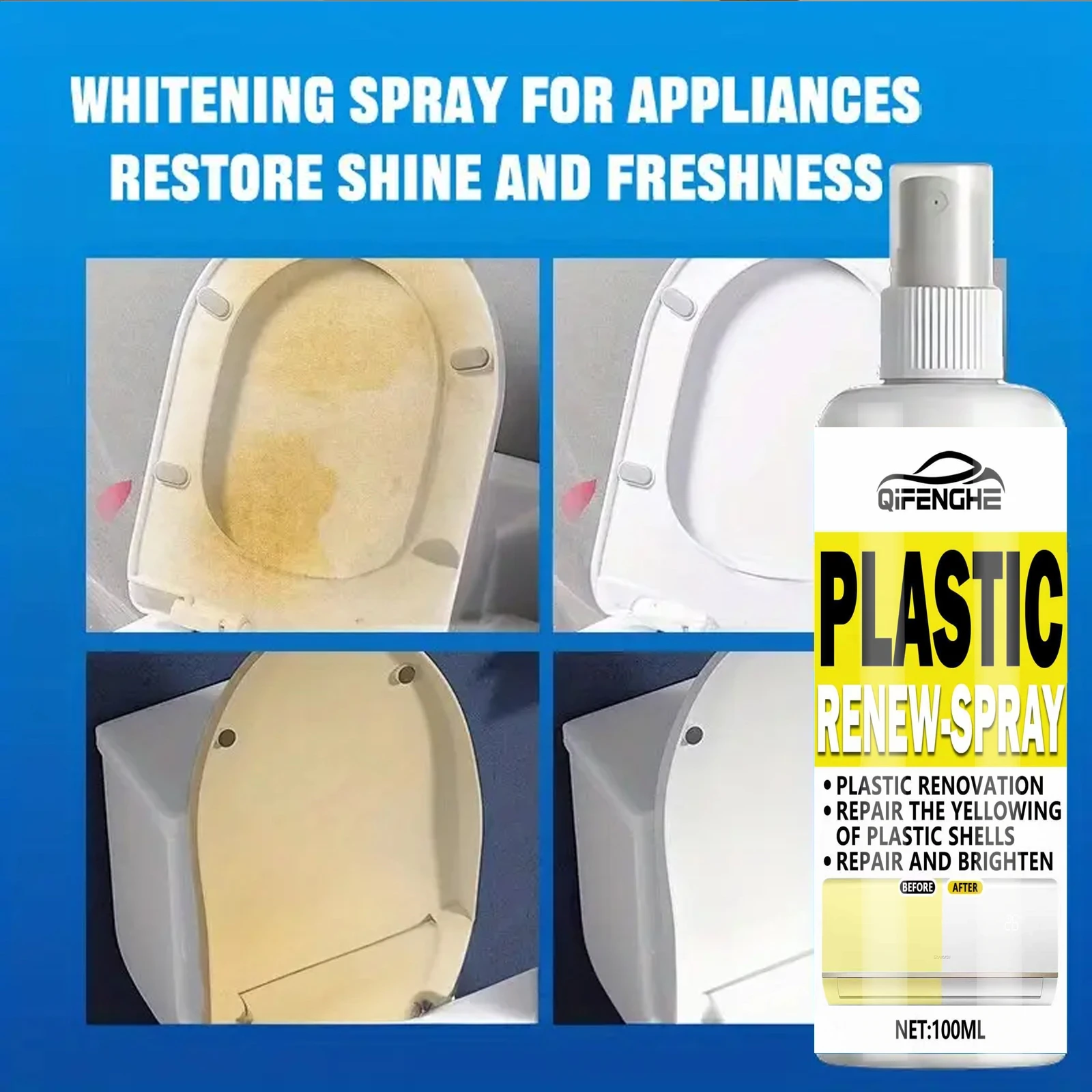 Air Conditioner Plastic Yellowing Remover - Heavy-Duty Oxidation Remover & Whitening Solution for AC Panels, Refrigerator