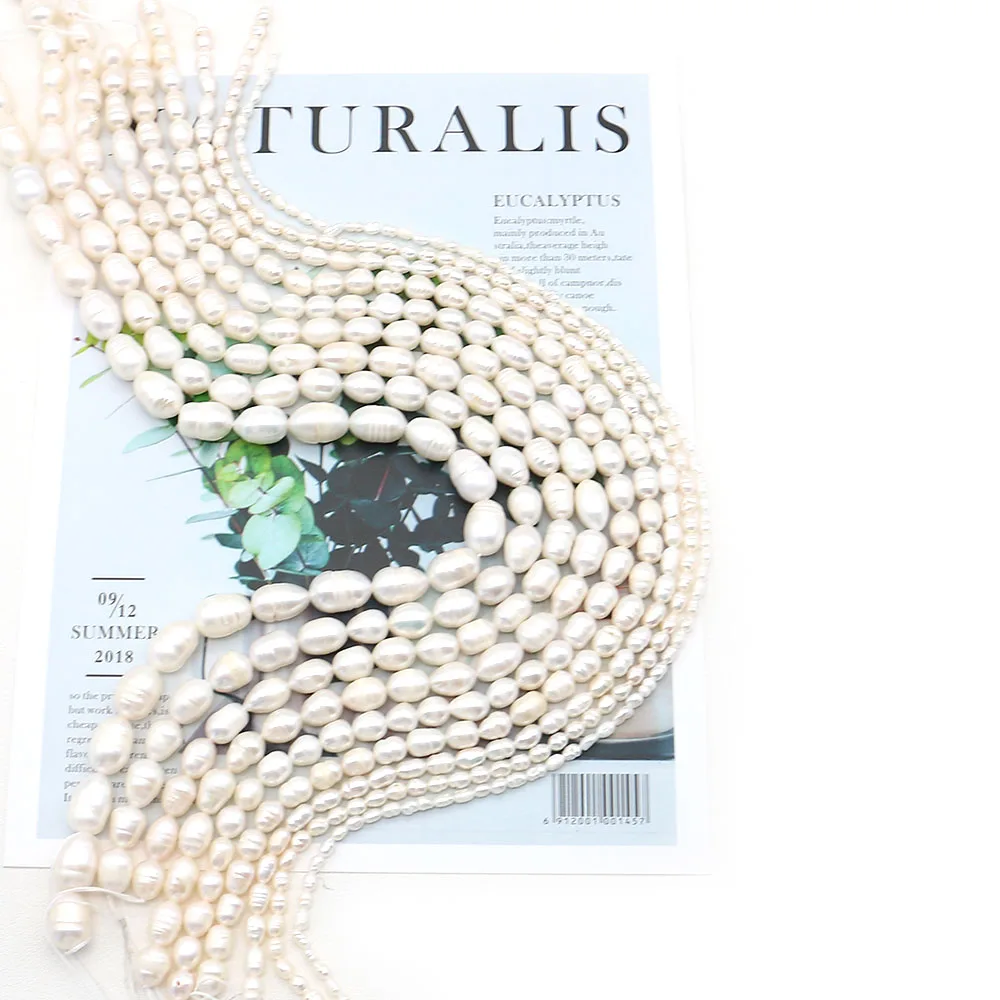 

Natural Freshwater Pearl Threaded Rice Shape Loose Beaded Elegant Women Jewelry DIY Necklace Bracelet Accessories 1 Strand