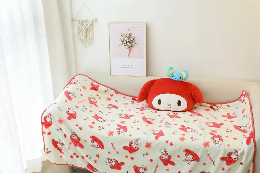 Cinna moroll Kuromi Anime Kawaii Sanrio Wurf kissen Decke niedlich meine Melodie Figur Nickerchen Sofa tragbare Reise abdeckung Geschenke Spielzeug