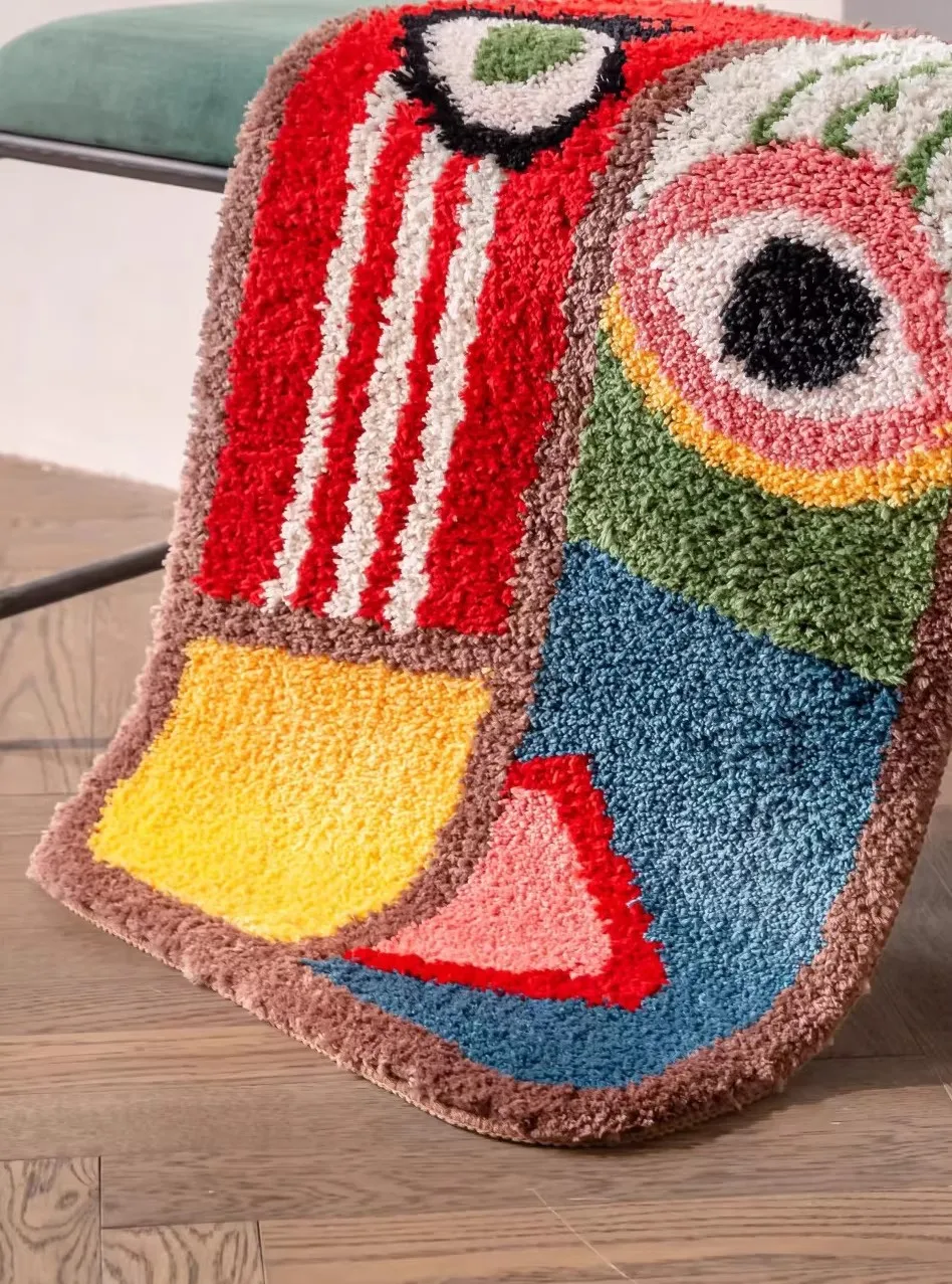 

Home Exotic African Abstract Face Anti-slip Rug Bathroom Mat Soft Tufted Tapestry Wall Hanging Carpet for Dormitory Condo Office