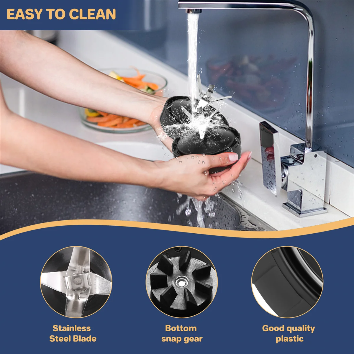 7 Fins Blender Blade Part Juicer Case Mixer Spare Assembly Replacement for Nutri Ninja Pro Auto-IQ Juicer Knife Holder image 6