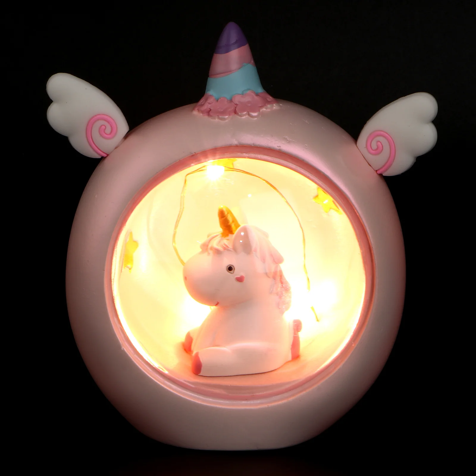 Lampu Malam Unicorn Lampu Meja Mini Lucu Lampu Meja Kreatif Resin Merah Muda Dekorasi Indah untuk Hadiah Kamar Anak-anak