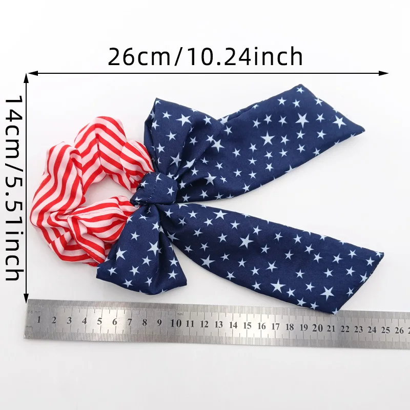 العلم الأمريكي الأحمر الأزرق والأبيض فتاة الشريط يوم الاستقلال الأمريكي رباط شعر المرأة أرنب الأذن الشريط القوس عقال