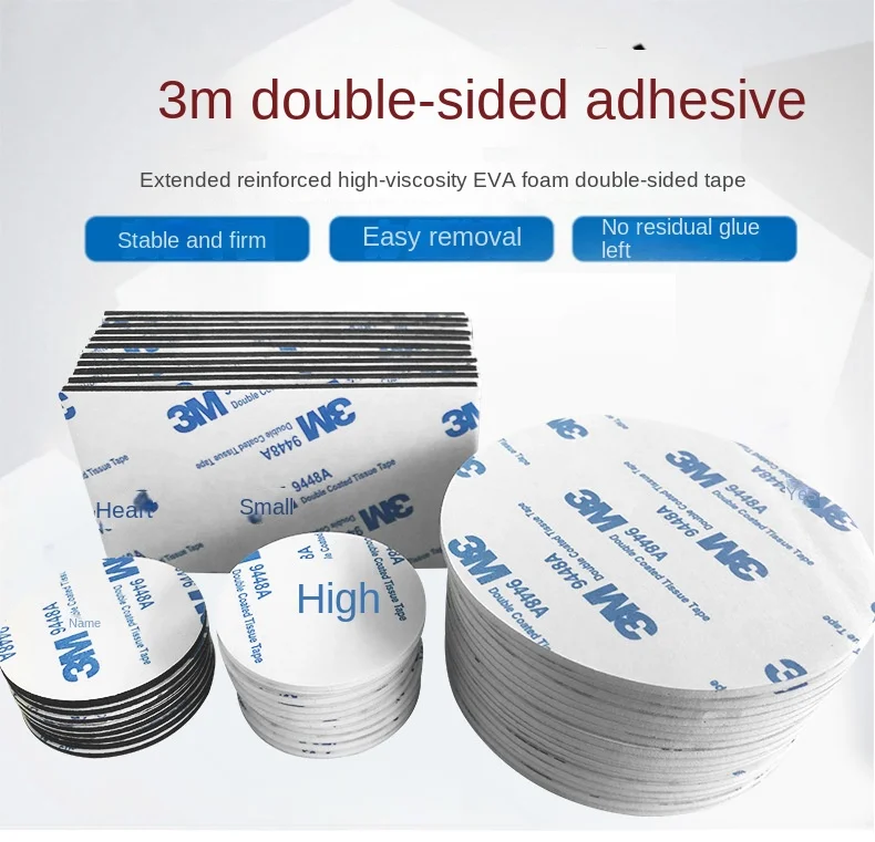 3M Brand 50Pcs Double-Sided Tape, Foam Tape, High Viscosity Die-Cutting Punch Hook Car Ornament, Strong Thickened Eva Glue 9448A