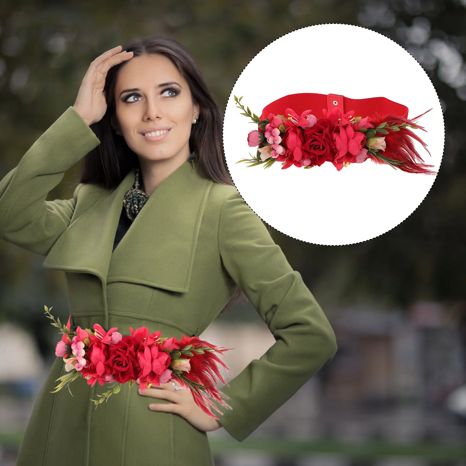 

1 Piece Rose Waistband Wedding Belt for Bride Floral Waist Decor Elegant Flower Girdle Women Fashion Waist Belt Bridal