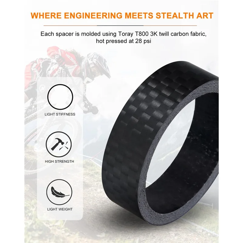 BAAR-Voor MTB, Road Stuurstelen 8 STKS Koolstofvezel Headset Spacers Matte Afwerking, Past 1 1/8 Inch Stuurpen 6 Maten