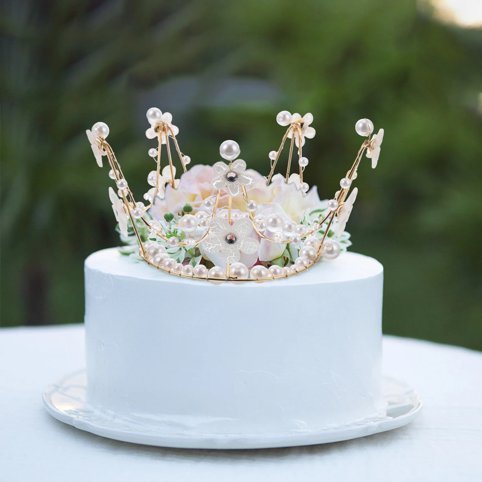 

Pearl Crown Shape Cake Decoration Party Hair Ornament Bridal Headdress Dessert Party Supplies Fashion Decoration Gathering Eye