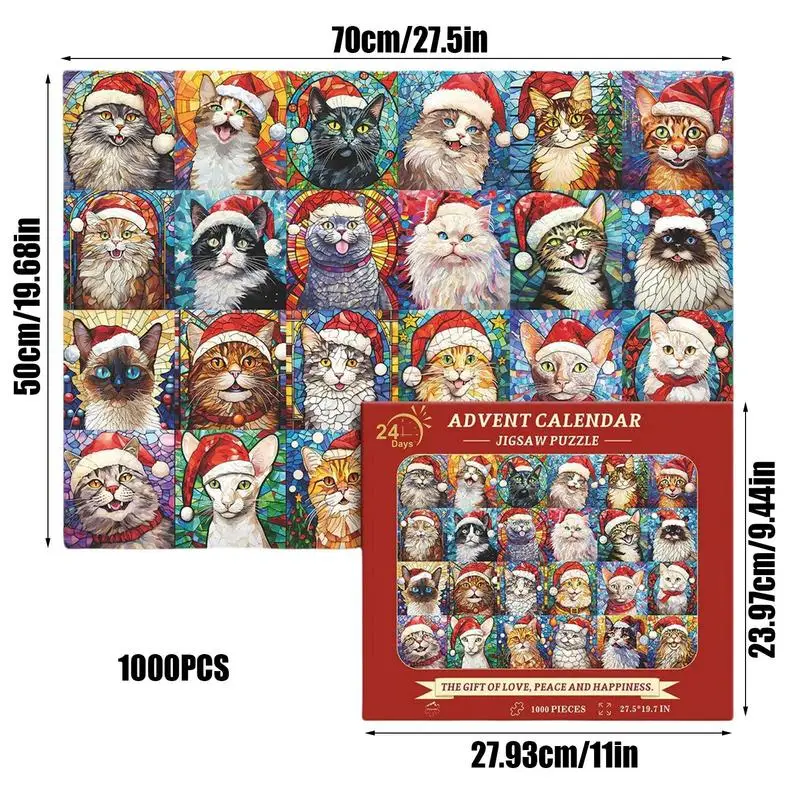 Advent Calendar 2024 Christmas Jigsaw Puzzles 24 Days Christmas Countdown Calendar Christmas Cats Jigsaw Gift Family Game Puzzle