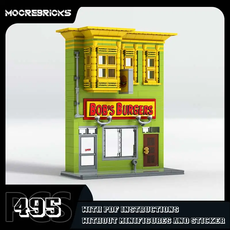 Collection Classic Series Burgers Shop MOC Building Blocks City Landmark Architecture Model Display Toys Bricks Kids Xmas Gifts