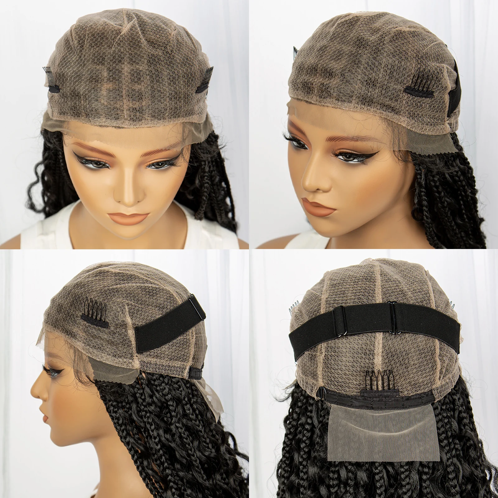 KIMA-pelucas trenzadas Bohemias de encaje completo, peluca frontal de encaje sintético sin nudos, cabello con extremos rizados, diosa Locs