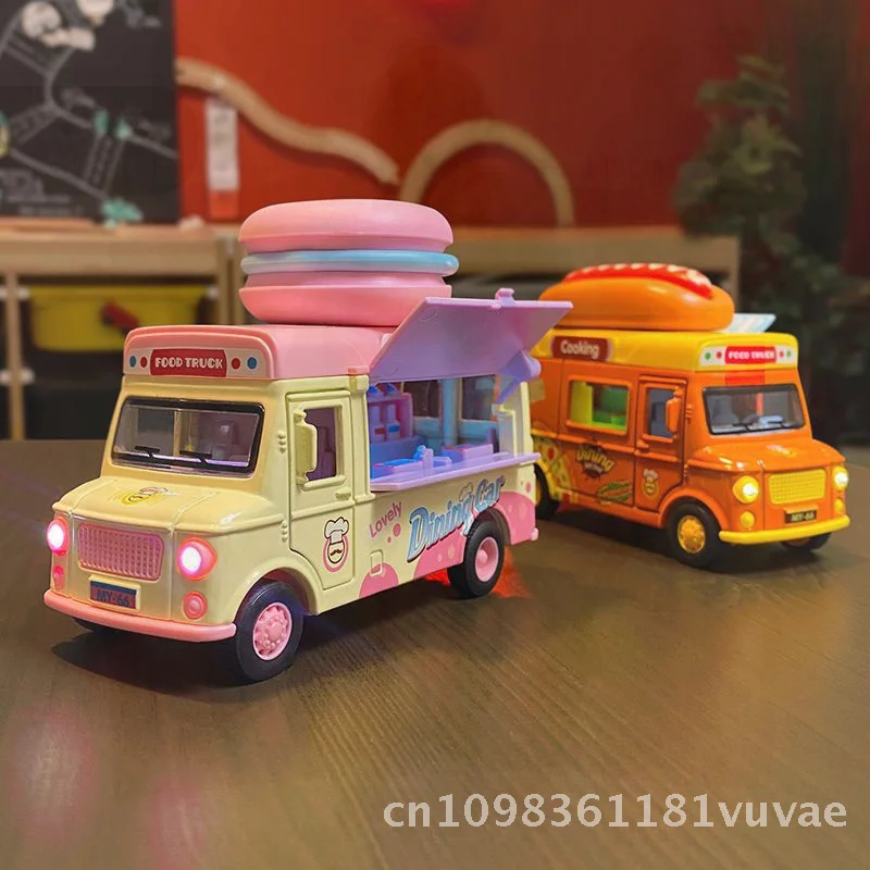 Mingyuan versión Q, modelo de coche de aleación extraíble, juguete de inducción magnética con temática de comida rápida para niños, casa de juegos transfronteriza caliente