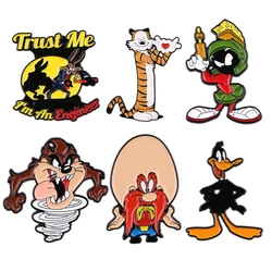 Cartoon Duck Tiger Children Brooches for Clothing Enamel Pins Lapel Pins for Backpack Metal Briefcase Badges Jewelry Gifts