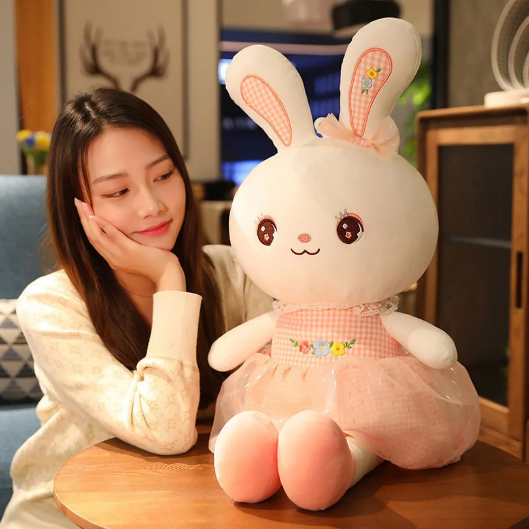 Jouet en peluche lapin jupe mignonne, poupée lapin coloré apaisant, petit lapin blanc, poupée en chiffon, cadeau d'anniversaire pour enfants