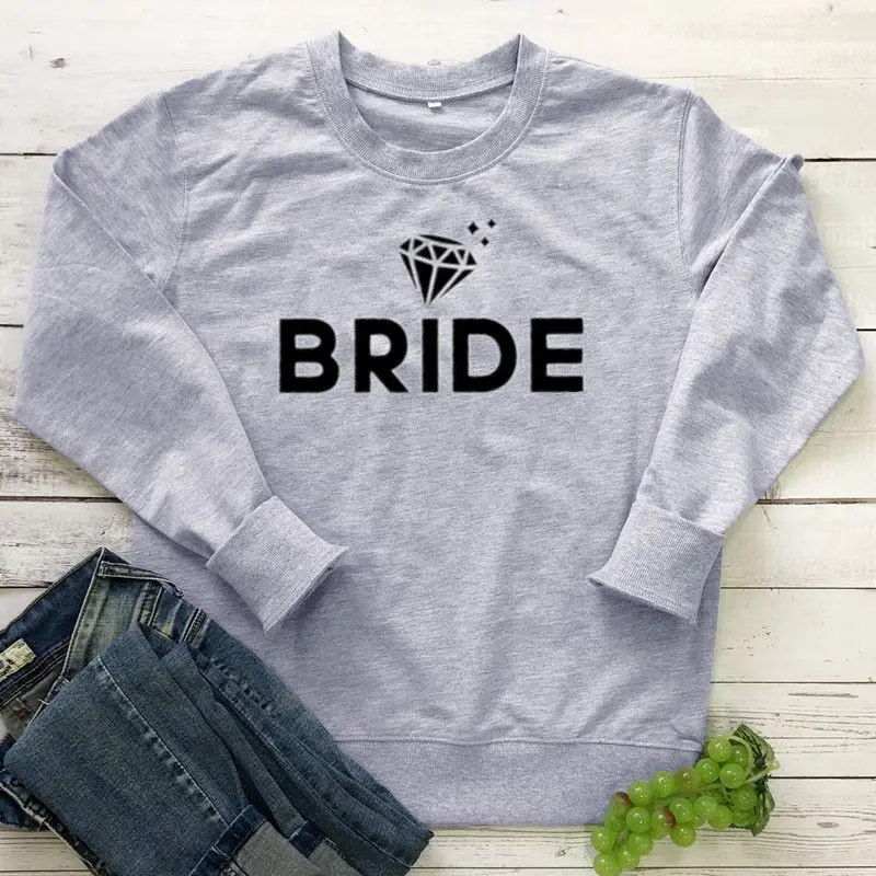 Bride Team Sweatshirt Sweater, Bachelorette Party Bridal 100% Cotton Solid Thicken Warm Women Sweatshirts Lady Fashion harajuku
