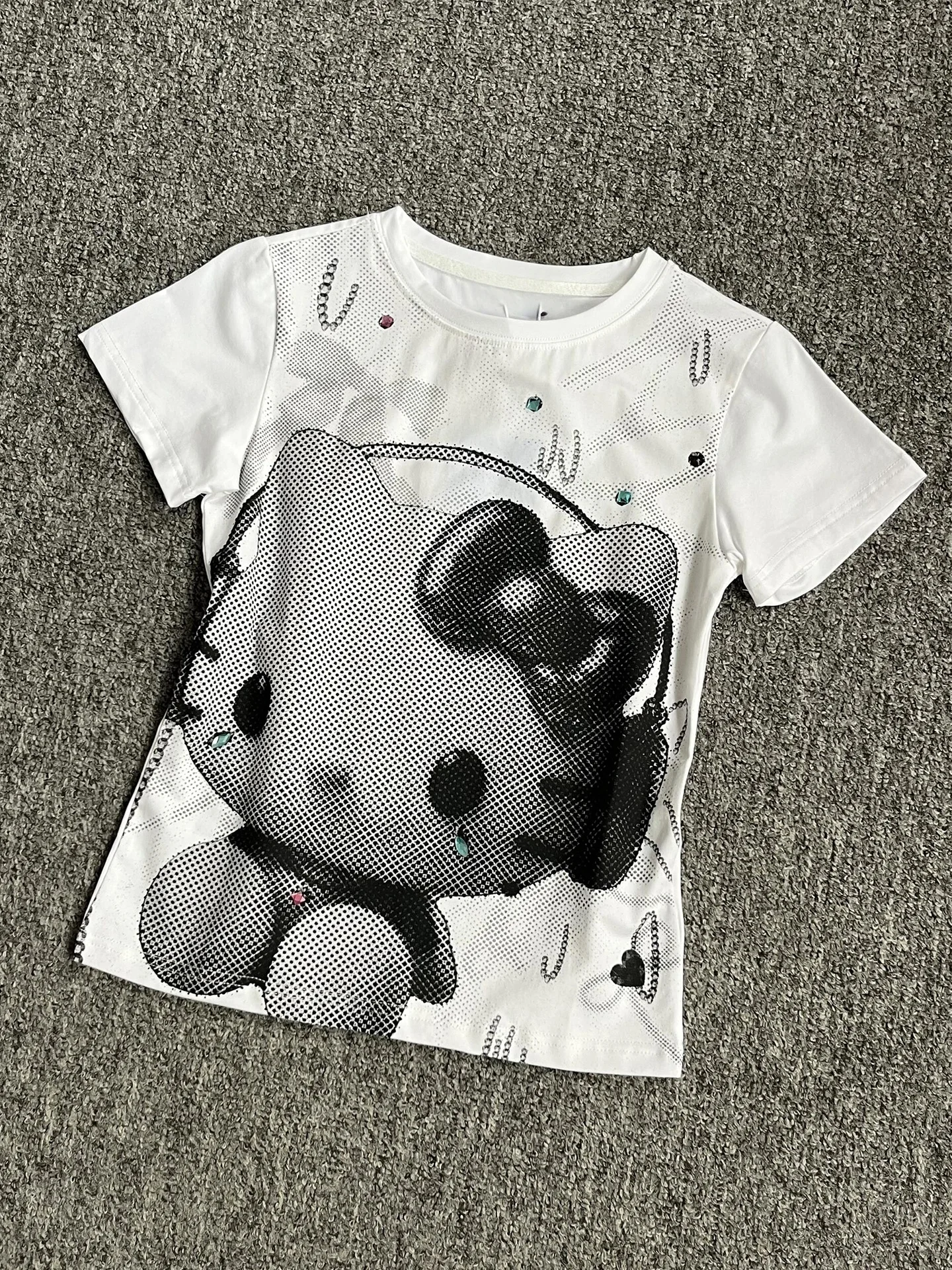 Nuevo japonés Y2K Millennial Hot Girl Hello Kitty hombro de manga corta de las mujeres Vintage ligero asiático viento seco transpirable Top